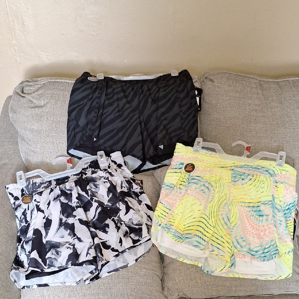 Avia Women's Athletic Shorts - Black Zebra, Black/White Abstract, Pastel Multi